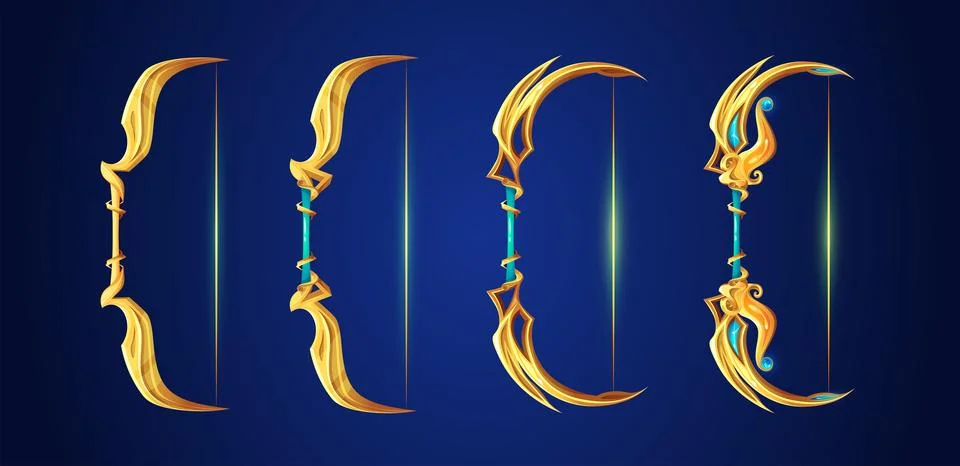 Magic bows game set isolated on background Stock Illustration