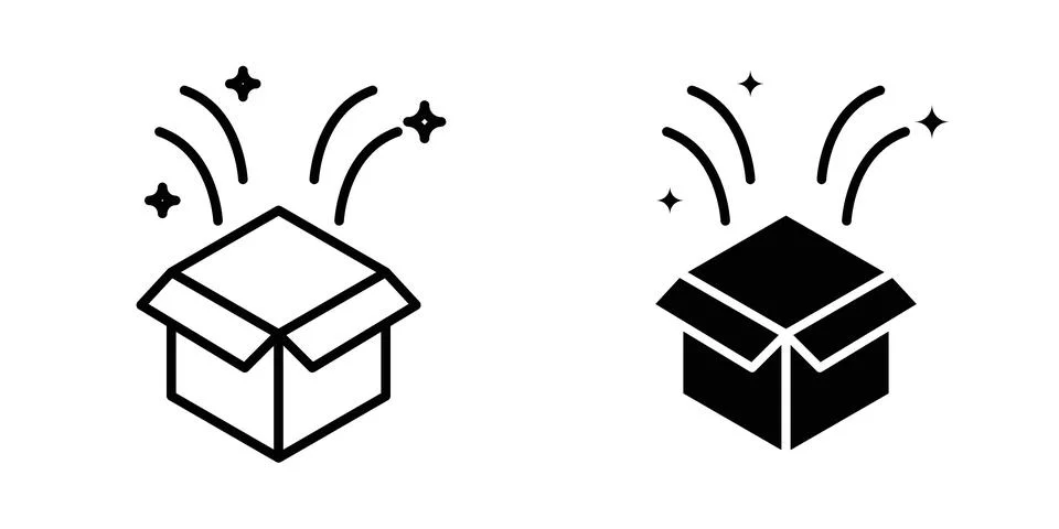 Magic box icon vector concepts, line and silhouette style Stock Illustration