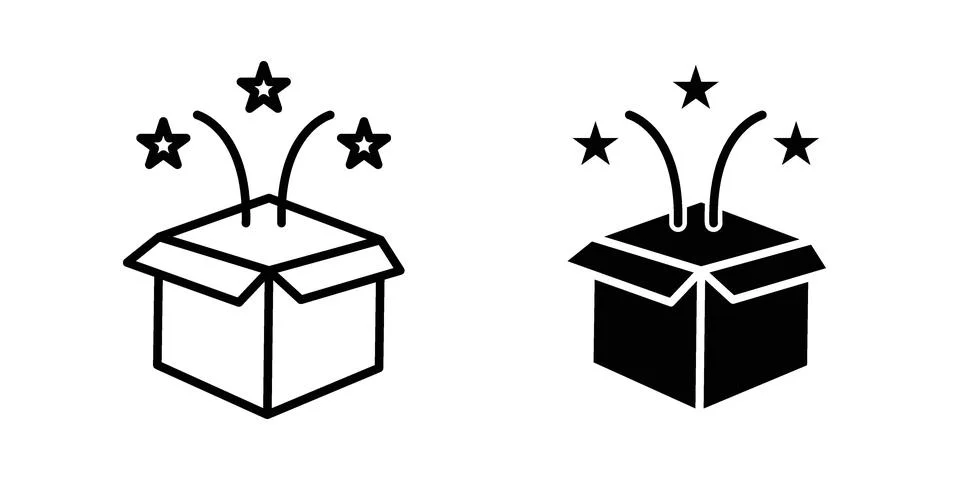 Magic box icon vectors. Illustrations in black Stockillustratie