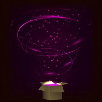 Magic box. Magic box with tornado fireworks. Magic box with circular plasma e Stock Illustration