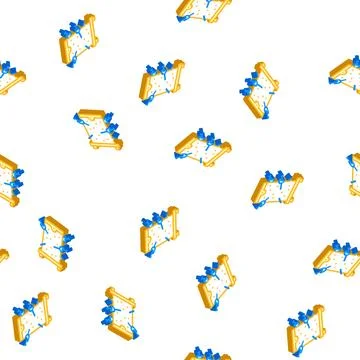 Magic box with swords isometric icon seamless pattern Stock Illustration