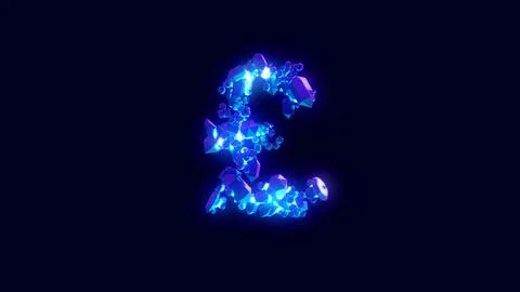 Magic brilliants or ice crystals - pound symbol, creative font Illustrazione stock