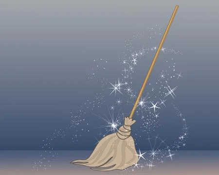 Magic broom Illustrazione stock