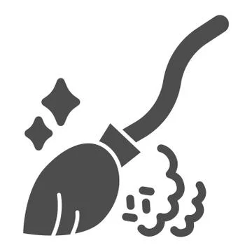 Magic broom solid icon, halloween concept, witch besom sign on white background Illustrazione stock