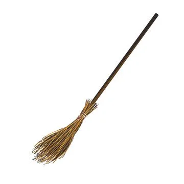 Magic broom on which witch flies. Spring garden tool. Vector cartoon Stock Illustration