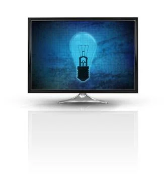 Magic bulb on blue new modern screen isolated on white illustration Illustrazione stock