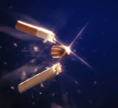 Magic bullet hitting cigarette Stock Photos