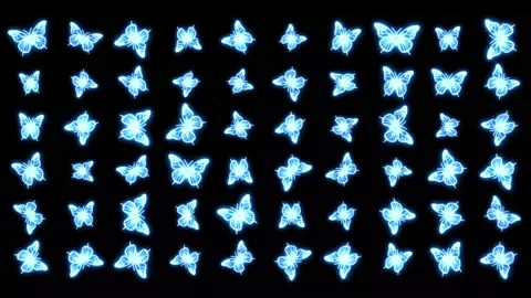 Magic butterflies pattern motion graphics with plain black background Stock Footage 320549183