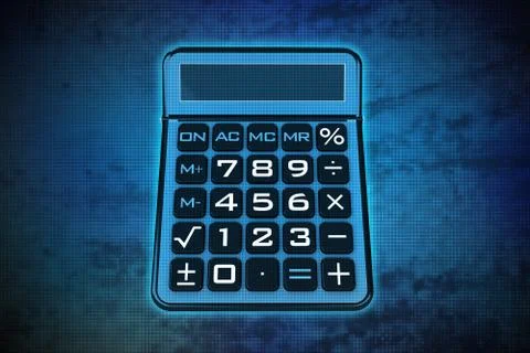 Magic calculator on blue shiny pixel grid screen modern technology Stock Illustration