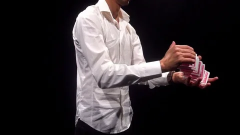 Magic Card tricks in 360 shot Video stock 85139939