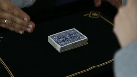 Magic, card tricks, gambling, casino, poker concept - man showing trick with Stock Footage 89800962