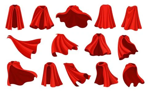 Magic carnival cape, red superhero coat and cloak Stock Illustration