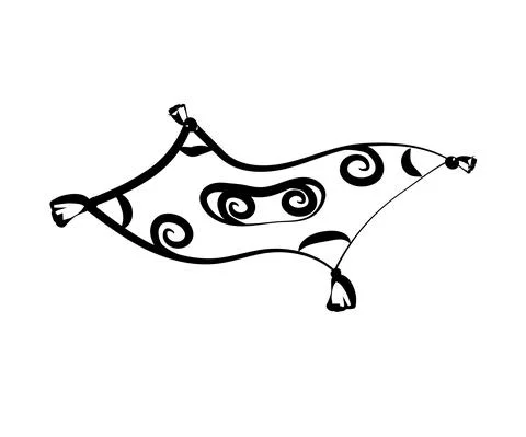 Magic carpet flying on a white background. Silhouette. Vector. Illustrazione stock