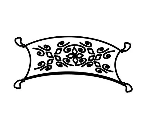 Magic carpet flying on a white background. Silhouette. Stock Illustration