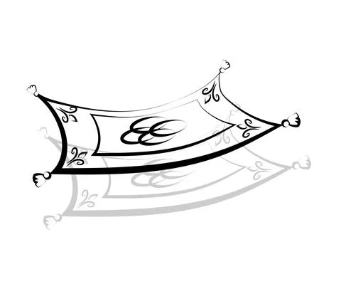 Magic carpet flying on a white background. Silhouette. Vector Stock Illustration
