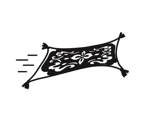 Magic carpet-plane on a white background. Symbol. Stock Illustration