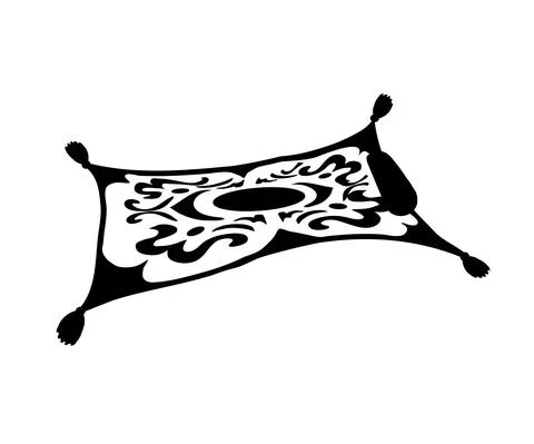 Magic carpet-plane on a white background. Symbol. Vector. Stock Illustration