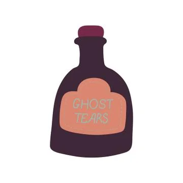 Magic cartoon bottle of ghost tears potion. Vector illustrations of magic elixir Stock Illustration