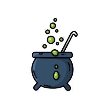 Magic cauldron flat icon. Vector isolated cartoon style Stock Illustration