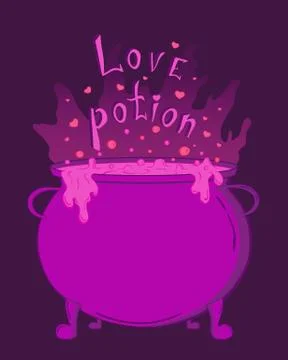Magic cauldron with love potion Stock Illustration