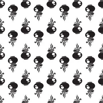Magic cauldron pattern seamless vector Illustrazione stock