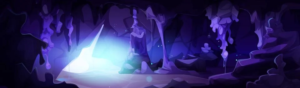 Magic cave interior with light through entrance Stock Illustration