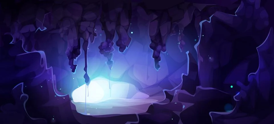 Magic cave interior with light through entrance Stock Illustration