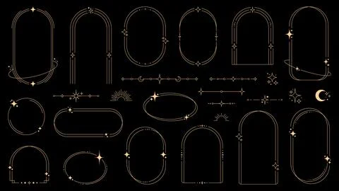 Magic celestial arch frames and borders, y2k shape Stock Illustration