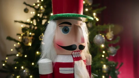 The magic of christmas in the eyes of a nutcracker Stock Footage 257429136