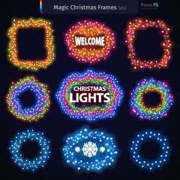 Magic Christmas Frames Set Stock Illustration