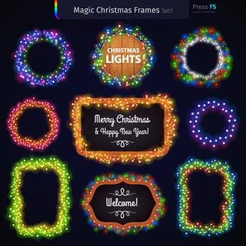 Magic Christmas Frames Set Stock Illustration
