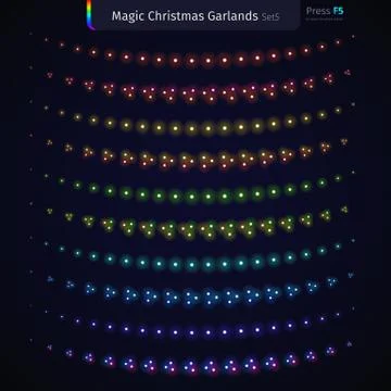 Magic Christmas Garlands Set Stock Illustration