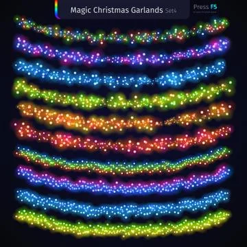 Magic Christmas Garlands Set Stock Illustration