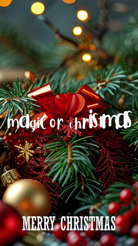 Magic of Christmas Modern Cursive Text Animation Happy Christmas Saying Stockbeeldmateriaal 292495156