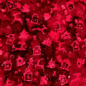 Magic christmas red or seamless background pattern with deer Stock Illustration