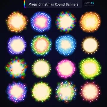 Magic Christmas Round Banners Stock Illustration