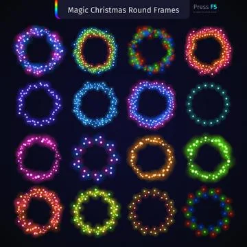 Magic Christmas Round Frames Set Stock Illustration