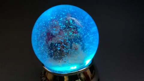 Magic christmas snow globe toy with santa claus. New Year decoration. Stock Footage 166735656
