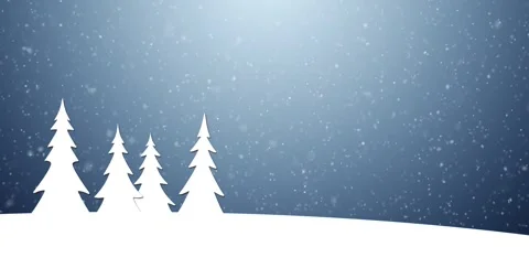 Magic christmas snowy landscape with tree and snowfall loop background Stock Footage 346629633