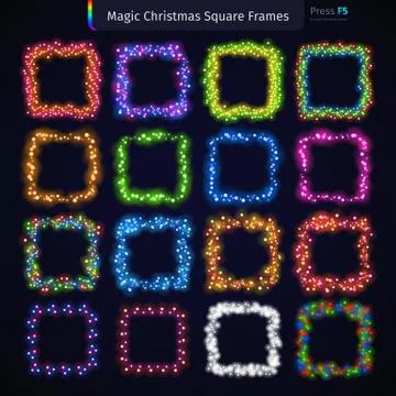Magic Christmas Square Frames Set Stock Illustration