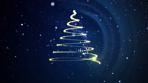 Magic Christmas tree animation, winter snowing background Stock Footage 83098686