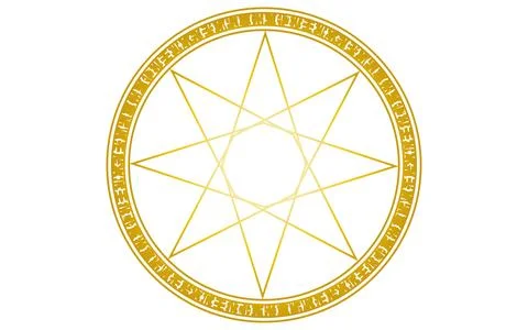 Magic circle, image material of a wizard. Golden gradient. Stock Illustration