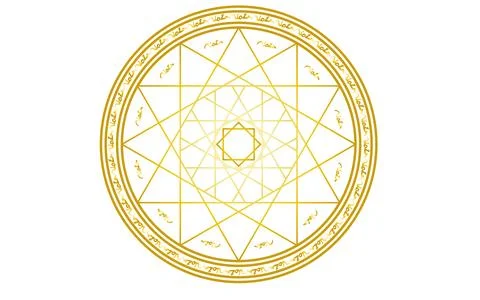 Magic circle, image material of a wizard. Golden gradient. Stock Illustration