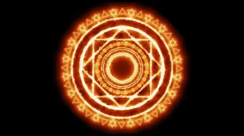 Magic circle powerfull red flame energy with heaven double circle six stars Ilustração Stock
