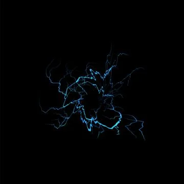 Magic circle of thunderbolt blue bolt lightning effect, vector realistic 스톡 일러스트