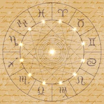 Magic circle with zodiacs sign. Stock Illustration
