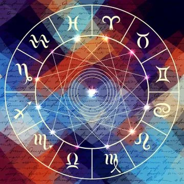 Magic circle with zodiacs sign. Stock Illustration