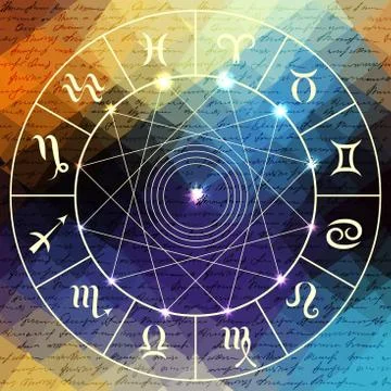 Magic circle with zodiacs sign. Stock Illustration