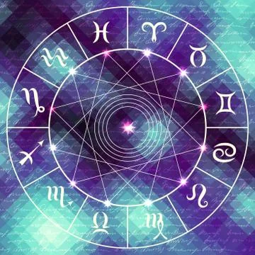 Magic circle with zodiacs sign. Stock Illustration