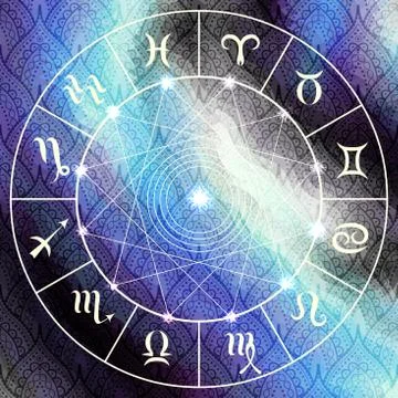 Magic circle with zodiacs sign. Stock Illustration